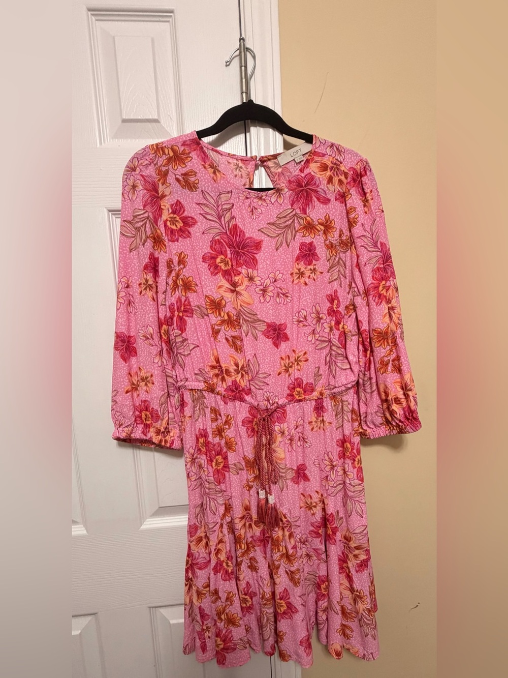 LOFT Pink Floral Sleeveless Dress